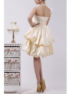 Satin Strapless Short Ball Gown Cocktail Dress