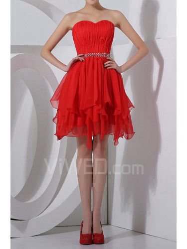 Chiffon Sweetheart Short A-line Cocktail Dress with Sequins