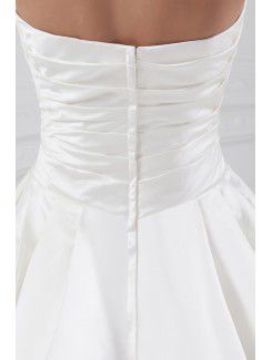 Satin Scallop Sweep Train A-line Directionally Ruched Wedding Dress