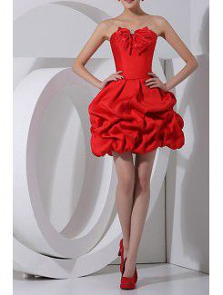 Satin Strapless Short Ball Gown Cocktail Dress with Sequins