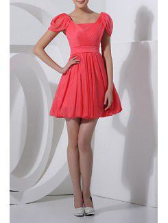 Satin Square Short A-line Cocktail Dress