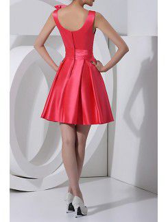 Satin Jewel Short Corset Cocktail Dress with Beading