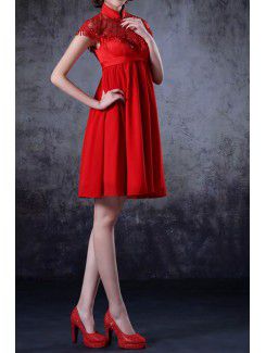 Chiffon High Collar Short Empire Cocktail Dress