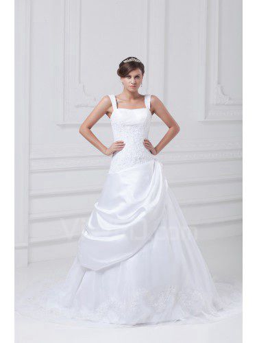 Satin Sweetheart Floor Length A-line Embroidered Wedding Dress