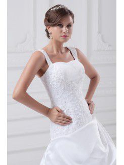 Satin Sweetheart Floor Length A-line Embroidered Wedding Dress