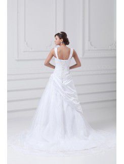 Satin Sweetheart Floor Length A-line Embroidered Wedding Dress