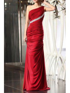 Charmeuse One Shoulder Floor Length Mermaid Prom Dress