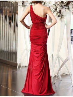 Charmeuse One Shoulder Floor Length Mermaid Prom Dress