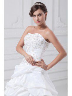 Taffeta and Organza Scoop Floor Length A-line Embroidered Wedding Dress