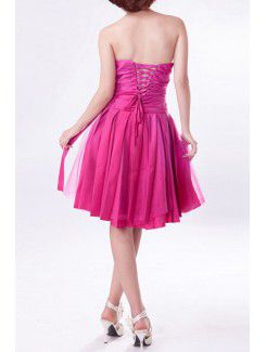 Satin Sweetheart Short Ball Gown Cocktail Dress with Crystal