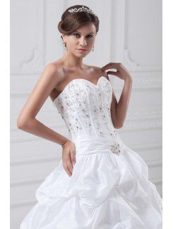 Taffeta Sweetheart Floor Length A-line Embroidered Wedding Dress