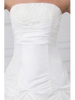 Taffeta Strapless Ankle-Length A-line Embroidered Wedding Dress