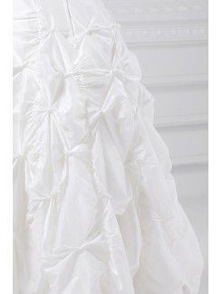 Taffeta Strapless Ankle-Length A-line Embroidered Wedding Dress