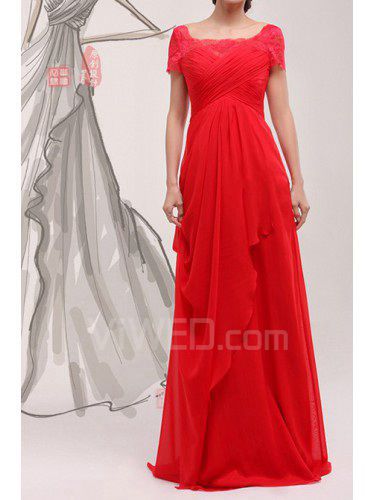 Chiffon Scoop Sweep Train A-line Prom Dress