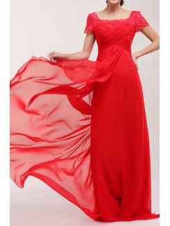 Chiffon Scoop Sweep Train A-line Prom Dress