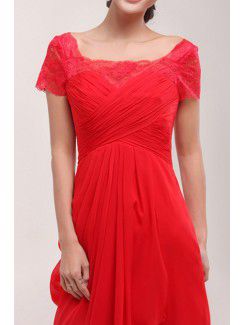 Chiffon Scoop Sweep Train A-line Prom Dress