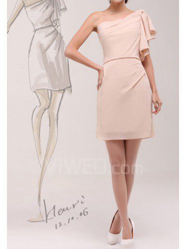 Chiffon One Shoulder Short Sheath Cocktail Dress