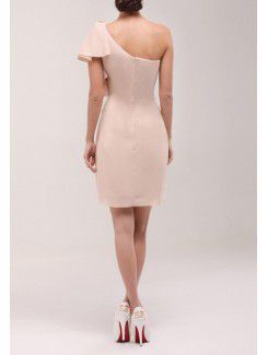 Chiffon One Shoulder Short Sheath Cocktail Dress