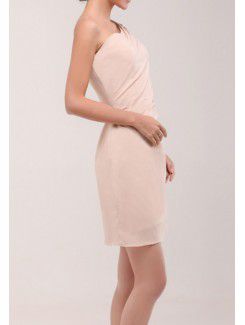 Chiffon One Shoulder Short Sheath Cocktail Dress