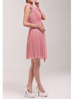 Chiffon V-neck Short Empire Cocktail Dress