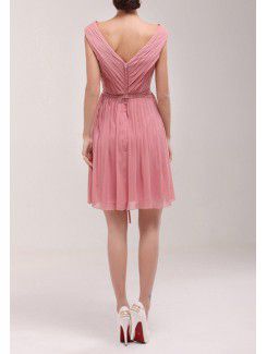 Chiffon V-neck Short Empire Cocktail Dress