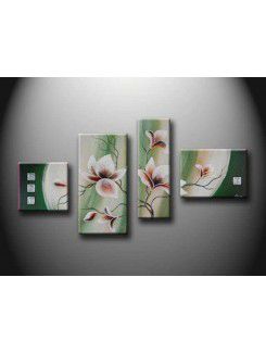 Hand-painted Flower Oil Painting with Stretched Frame-Set of 4