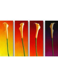 Hand geschilderde bloemen olieverf met gestrekte frame-set van 4