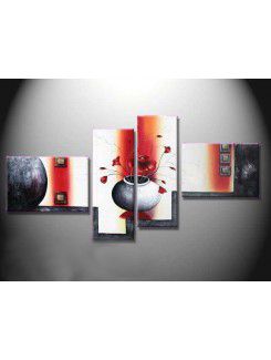 Hand-painted Flower Oil Painting with Stretched Frame-Set of 4