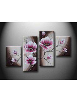 Hand-painted Flower Oil Painting with Stretched Frame-Set of 4