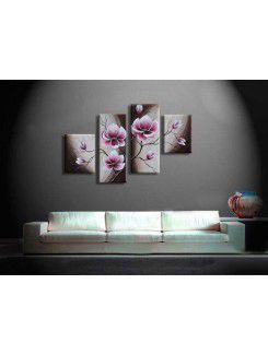 Hand-painted Flower Oil Painting with Stretched Frame-Set of 4