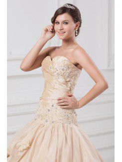 Taffeta Sweetheart Sweep Train A-line Embroidered Wedding Dress