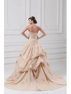 Taffeta Sweetheart Sweep Train A-line Embroidered Wedding Dress