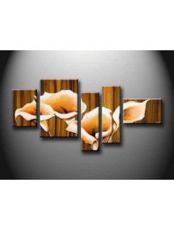 Hand-painted Flower Oil Painting with Stretched Frame-Set of 5