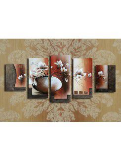 Hand-painted Flower Oil Painting with Stretched Frame-Set of 5