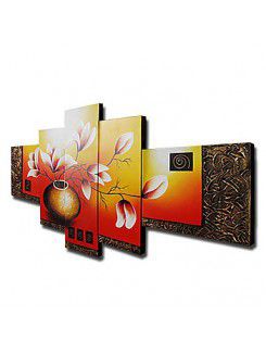 Hand-painted Flower Oil Painting with Stretched Frame-Set of 5