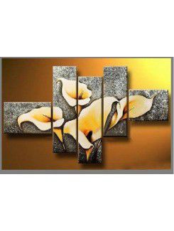 Hand-painted Flower Oil Painting with Stretched Frame-Set of 5