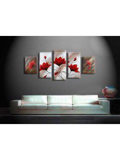 Hand-painted Flower Oil Painting with Stretched Frame-Set of 5