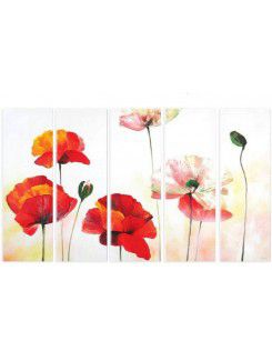 Pintados à mão pintura a óleo da flor com quadro esticado-conjunto de 5