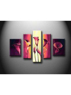 Hand-painted Flower Oil Painting with Stretched Frame-Set of 5