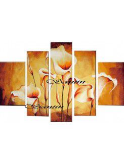 Hand-painted Flower Oil Painting with Stretched Frame-Set of 5