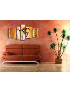 Flower Hand-painted Oil Painting with Stretched Frame-Set of 5