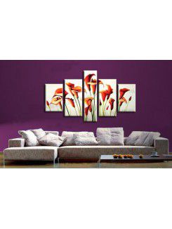 Hand-painted Flower Oil Painting with Stretched Frame-Set of 5