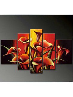 Ręcznie malowany obraz olejny kwiaty z rozciągniętej ramki-zestaw 5