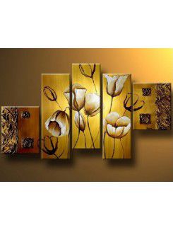 Hand-painted Flower Oil Painting with Stretched Frame-Set of 5