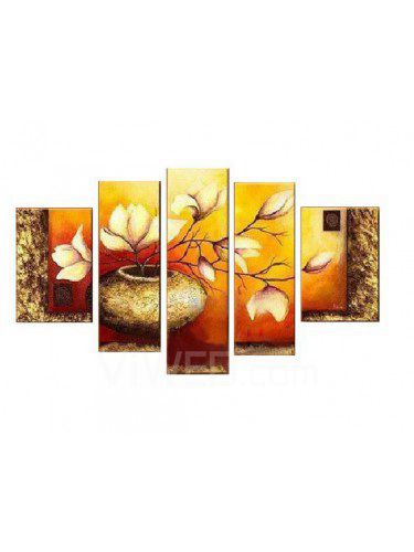 Hand-painted Flower Oil Painting with Stretched Frame-Set of 5