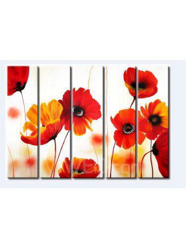 Hand geschilderde bloemen olieverf met gestrekte frame-set van 5