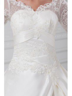 Satin Strapless Sweep Train A-line Wedding Dress with Jacket