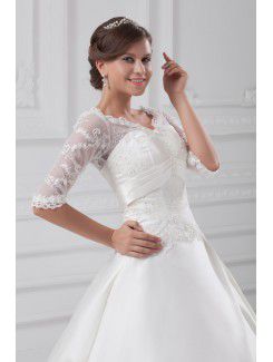 Satin Strapless Sweep Train A-line Wedding Dress with Jacket