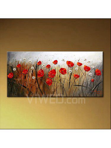 Hand geschilderde bloemen olieverf met gestrekte frame-14 " x 28 "