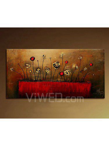 Flower Hand-painted Oil Painting with Stretched Frame-14" x 28"